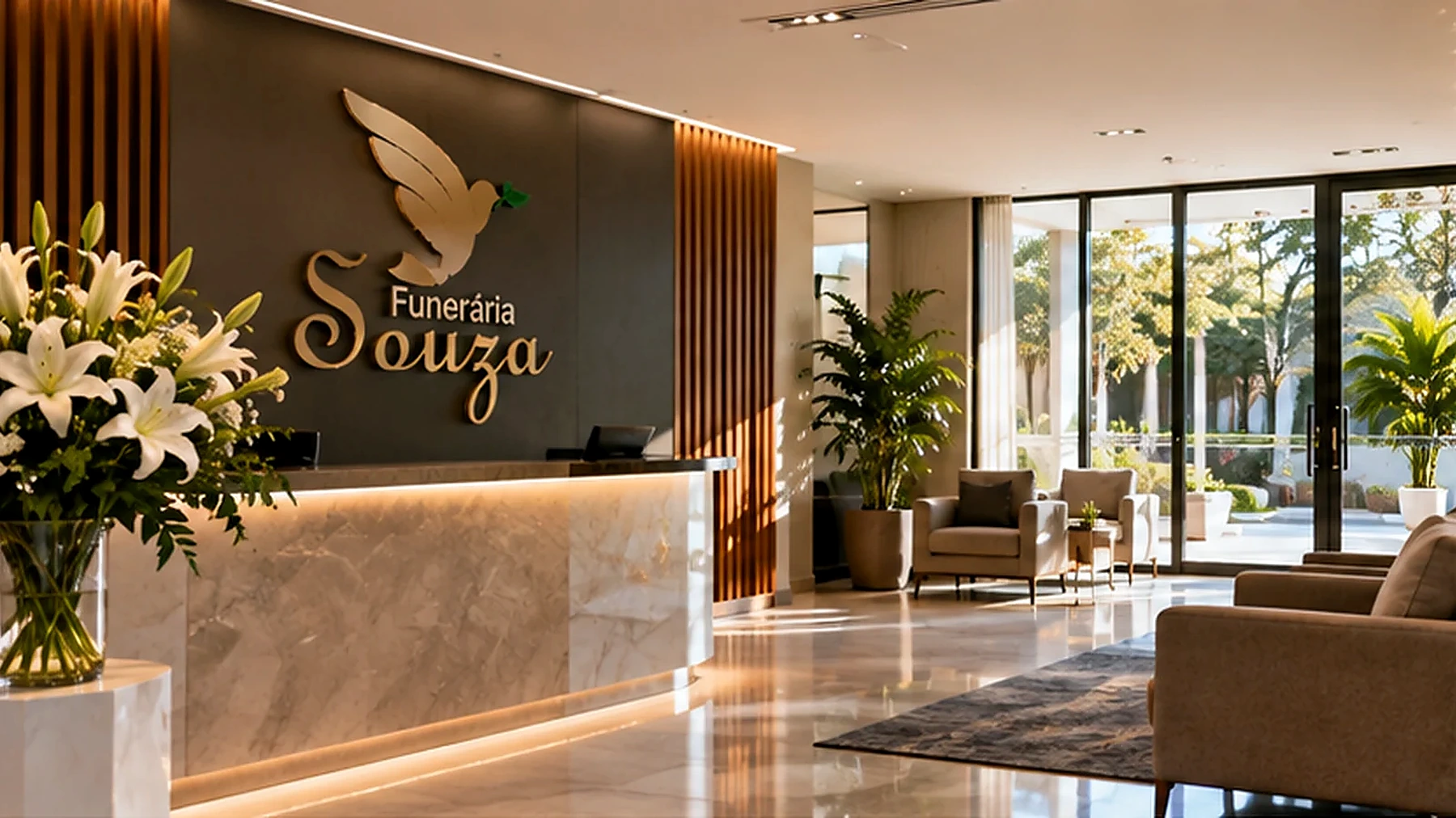 Ambiente profissional de atendimento funerário